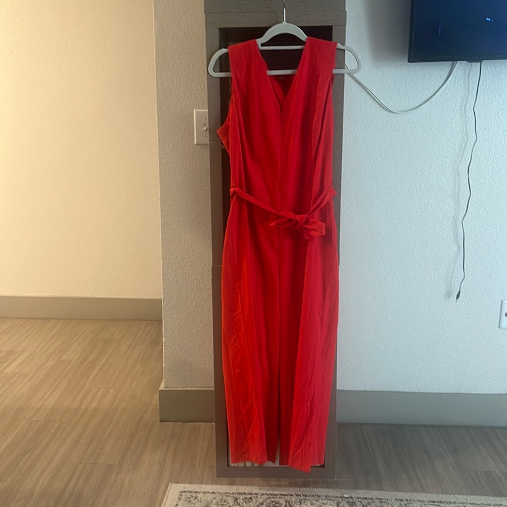 Tahari True Scarlet tomato red jumper NWT